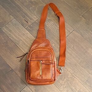 New Brown Leather Cross Body Bag, Adjustable Backpack or Front Bag